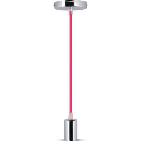 Lámpara de araña cilíndrica LED V-TAC de metal con portalámparas E27 (máx. 60 W), 100 cm de largo, cable cromado fucsia (1/5)