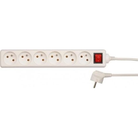 Cable de extensión Vorel 72535 con conexión a tierra, 5m, interruptor de enchufe, ideal para hogar y oficina, seguro y resistente, color blanco, uso práctico y eficiente