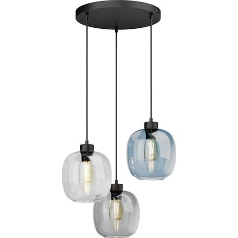 [GEBRAUCHT] B-Ware Euluna Hängeleuchte Elio Hängeleuchte Lampe Leuchte E27 Dreiflammig Blau Klar