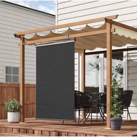 Toldo vertical 124x222 cm gris oscuro de aluminio y poliéster con protección UV y cadena (1/5)