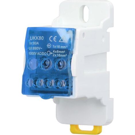 1 boîte de jonction, bornier rail din, conducteur en laiton, coque ignifuge pa66, pour armoire de distribution (1/5)