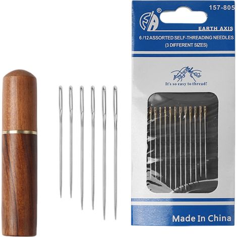 1 tube porte-aiguilles Divers accessoire de portail, en palissandre et acier inoxydable, pour rangement maison, loisirs créatifs, cure-dents (1/5)