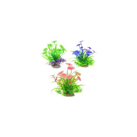 Set di 3 piante artificiali per acquario (14 x 4,5 cm) - Decorazione per acquario - Pianta in plastica su base - Crezuo
