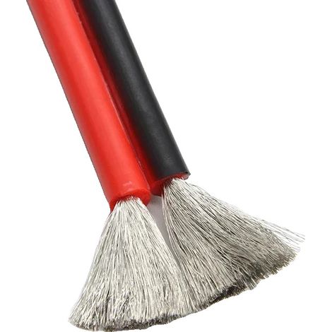 Cavo flessibile in silicone, resistente alle alte temperature, rame stagnato OFC, nero-rosso a 2 pin, 26AWG, 10 metri (1/2)