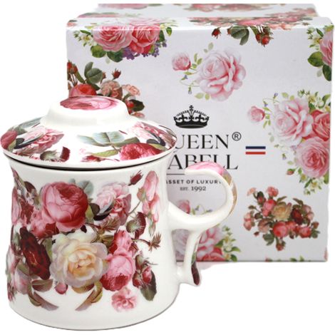 Taza con infusor en caja, 350 ml, ideal para regalar, colección Classic Rose. (1/5)