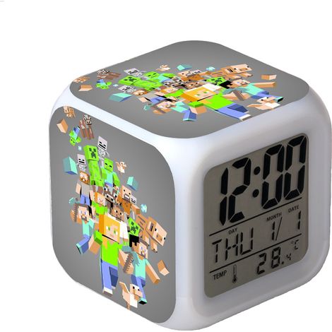 Réveil numérique multifonction Minecraft Édition LED