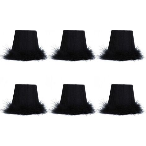 Jeffergarden 6-Piece Fabric Pendant Light Shades with Feather Trim, Decorative Chandelier Accessories (1/4)