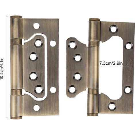 Par de bisagras silenciosas para puertas en acero inoxidable color bronce y verde para uso interior con rodamientos - dimensiones 10,5 x 7,3 x 0,25 cm (2 unidades) (1/5)