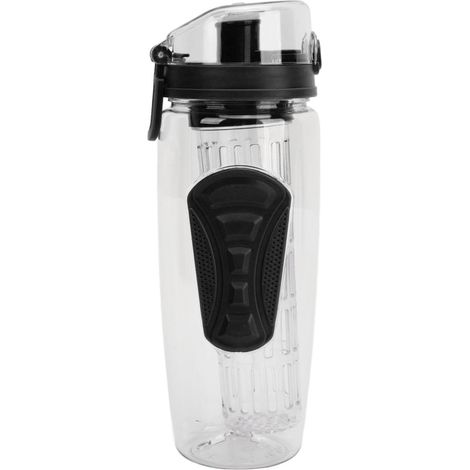 Bouteille d'infusion de fruits avec bouchon rabattable antidérapant, gourde d'infusion étanche pour hommes et femmes, noir