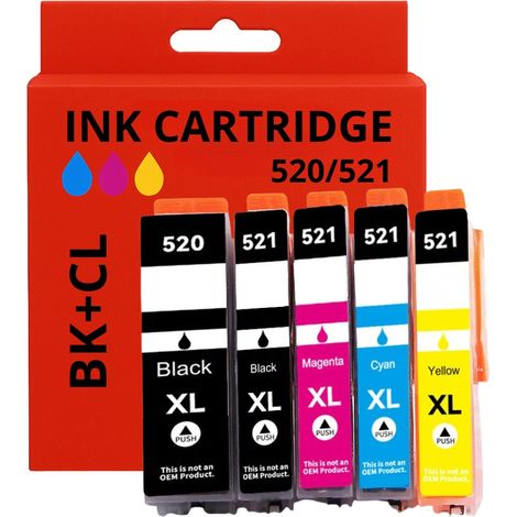 Pack Cartouches Compatibles Canon PGI-520 / CLI-521 – Pour Imprimantes PIXMA iP & MP Series (1/2)