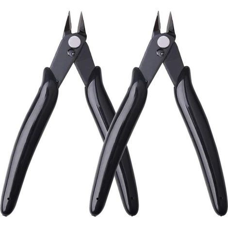 Pince coupante latérale de précision pour électriciens et bijoutiers – 2 pièces, acier trempé, poignées ergonomiques noires (1/4)