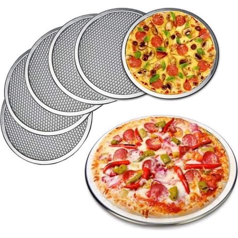 Poêle à pizza en aluminium,avec écran de 6"-Avec plaque arrière,la passoire à pizza ronde est fabriquée en matériau de haute (1/4)