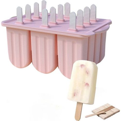Glaces à faire soi-même - Moule à glace en silicone - Comprend 50 bâtonnets en bois - Rose (1/5)