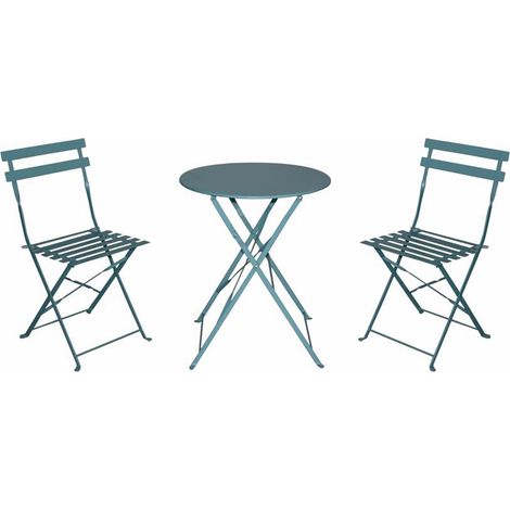 Marvin Set BISTROT Tavolo e Sedie Pieghevoli Tondo 60cm Da Giardino Balcone Terrazzo Patio Salvaspazio Verde Acqua