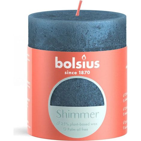 Bolsius Shimmer Stumpenkerze 8x6,8 cm blau