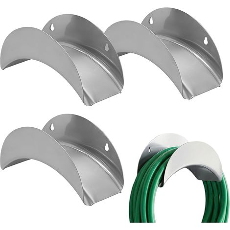 3 Pièces Support Tuyau Arrosage Mural: Support Mural En Métal Pour Tuyau D'arrosage, Anti-Corrosif, Accroche Tuyau Arrosage Large Gamme D’utilisations, Cours, Ccènes De Travail (Argent) (1/5)