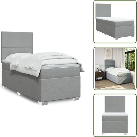 Boxspringbett mit Matratze Hellgrau 100x200 cm Stoff - Boxspringbett - Doppelbett - Bettenrahmen - Schlafsystem - Polsterbett