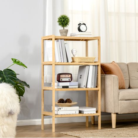 Scaffale portaoggetti in bambù a 4 ripiani 62 x 33 x 112 cm naturale, OKWISH (1/5)