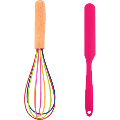 Ustensiles De Cuisine En Silicone - Outils Résistants À La Chaleur Avec Manches En Bois - Pour Cuisson Et Pâtisserie - Lot De 2 Pièces (1/5)