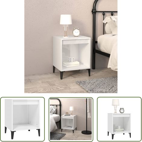 The Living Store Nachttisch Hochglanz-Weiß 40x35x50 cm - Nachttisch - Beistelltisch - Wohnzimmermöbel - Schlafzimmereinrichtung - Weißer Nachttisch (1/5)