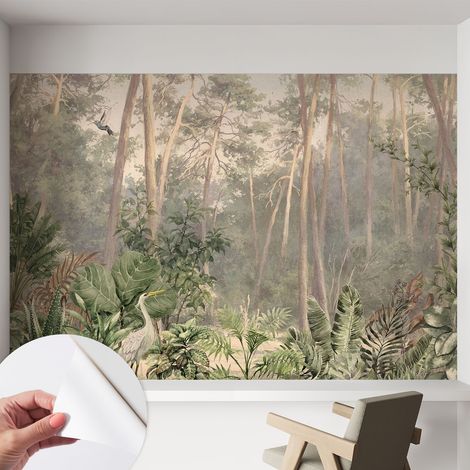 Papier peint adhésif décoratif pour chambre et salon Design moderne à poser facilement Harmonie naturelle 152x104 cm (1/5)
