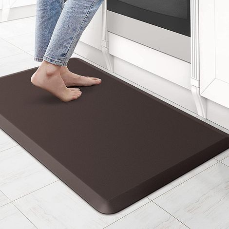 Küchenmatte, dick, langer PVC-Leder-Eingangsbereichsteppich/Fußmatte, Anti-Ermüdungsdesign – Kaffeefarbe – 44 x 120 x 1,2 cm