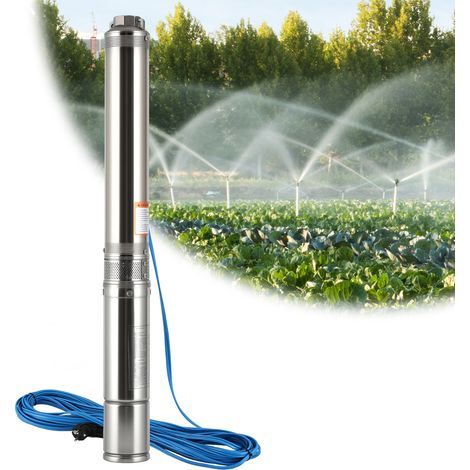 Jiubiaz Pompa sommergibile per pozzi profondi, 1100 W, 4.000 l/h Pompa per pozzi, prevalenza massima 81 m, cavo da 20 m, acciaio inossidabile Pompa sommersa