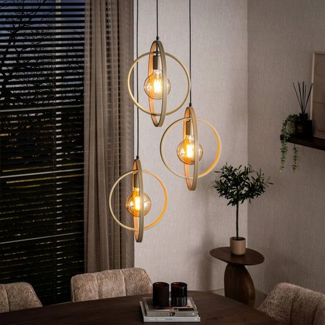 Suspension multiple beige 3 anneaux pivotants TRIBECA