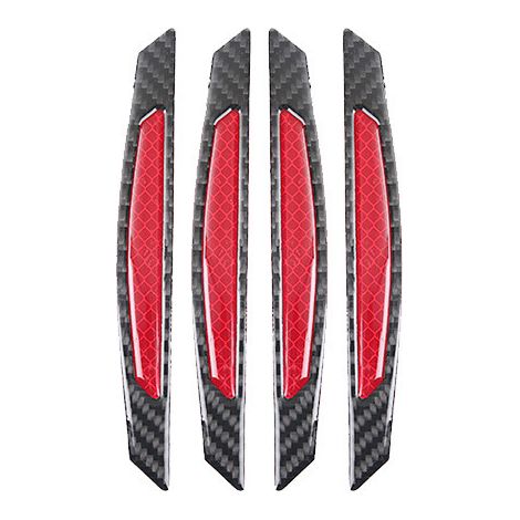 Red 4 Pack Car Door Anti-Collision Stickers -Night Safety Reflective Strips -3D Bumper -Carbon Fiber (1/5)