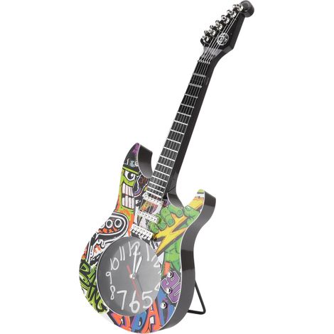 Horloge murale en forme de guitare, simulation de l'heure, précision, décoration murale pour la maison, la chambre ou le dortoir, modèle 5680CC avec support. (1/5)