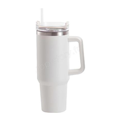 Mug Thermique Inox 1200ml avec Paille et Couvercle Étanche