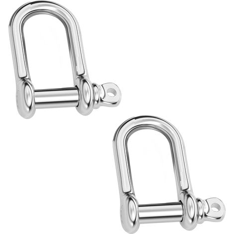2 Pièces Manille en D, M5 Manilles D'ancrage en Acier Inoxydable, Manille avec Goupille à Vis Filetée, pour Maillons de Chaîne de Corde (1/5)