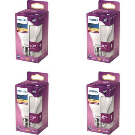 Philips Conjunto Pack E27 Bombilla Estándar Mate 40W No Regulable Luz blanca cálida - 4 unidades (1/3)
