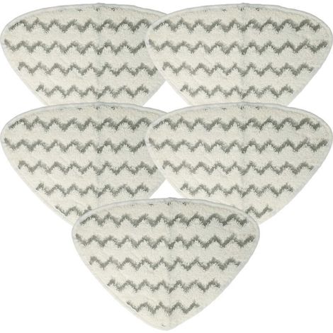 5x Housses de rechange remplacement pour pour nettoyeur à vapeur, balai vapeur - microfibre, gris / blanc (1/4)