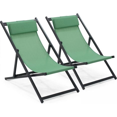 Lot de 2 transats en aluminium vert