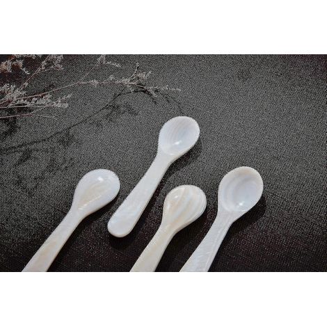 Ensemble de 6 cuillères à œufs River M, cuillères à caviar pour caviar, œufs, crème glacée, (7 x 2,1 cm)