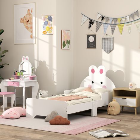 White MDF Rabbit Design Kids Bed for Bedroom 143 x 74 x 75 cm (1/5)