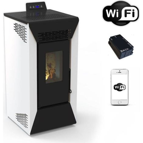 Stufa a pellet ventilata Courmayeur con wifi bianco (1/2)