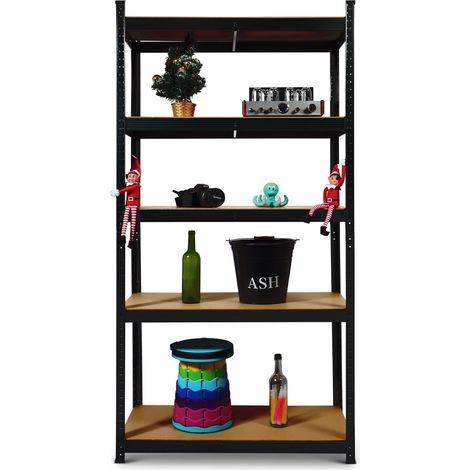 ASAB 5 Tier Metal Shelving Unit 180 x 90 x 40cm (Black) (1/5)