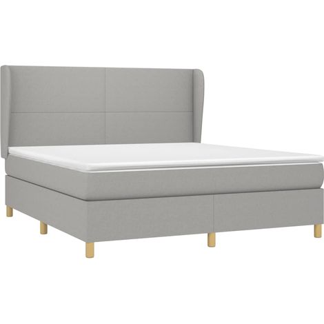 Box Spring Bed with Mattress Light Grey 180x200 cm Fabric vidaXL