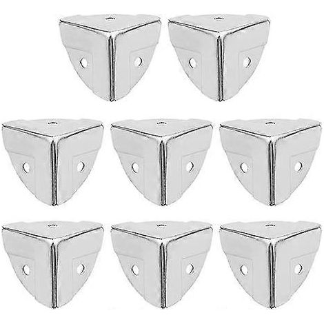Lot de 8 protections d'angle en fer argenté, équerres de fixation décoratives pour meubles, 2,8 cm x 2,8 cm x 2,8 cm, avec vis de montage (1/3)