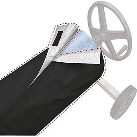 Housse de Protection imperméable pour Enrouleur de Piscine, pour Jardin, terrasse, Piscine, Taille 490 x 96 cm, Universelle pour Toutes Les Saisons, Noire