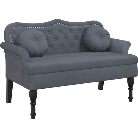 Banc avec coussins Gris foncé 120,5x65x75 cm Velours CFW129509 (1/5)