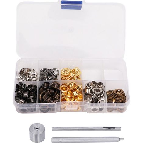Kit œillets 3.5mm multicolore DIY avec boîte de rangement transparente pour vêtements et sacs (1/5)