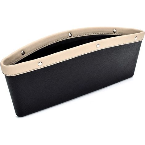 Boîte de rangement pour coutures de siège auto (beige), comblement d'espace dans la console centrale, poche latérale en cuir, quatre couleurs disponibles, accessoires intérieurs de voiture (1/4)