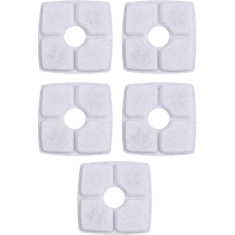 5X Filtre Fontaine Eau Chat Résine Charbon Actif 4 Couches Filtration Mousse Chien Animal Universel, 124x124mm (1/5)