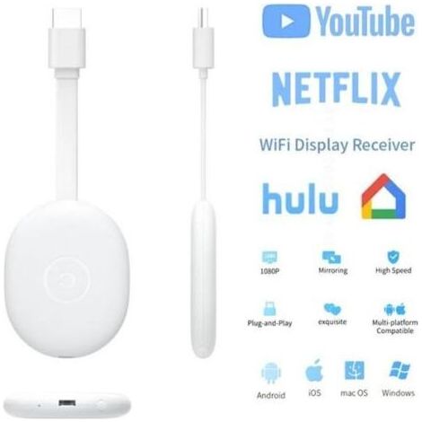 Clé HDMI pour mirroring sans fil 1080P – BLANCHE – Compatible Android, Chromecast & écrans HDMI, récepteur WiFi intégré (1/4)
