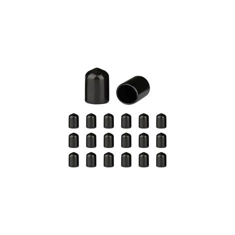 Protections de Filetage de vis - Lot de 200 Caoutchouc PVC Capuchons Ronds, Couvercle en Caoutchouc, Cache Vis Noir, pour Tubes Ronds (Profondeur Approx : 20.6 mm, Diamètre Intérieur : 12 mm) (1/5)