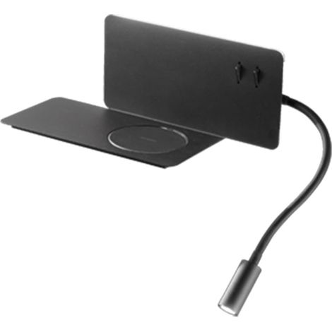 Applique murale LED moderne avec recharge sans fil Flat Sinistra - Noir (1/2)