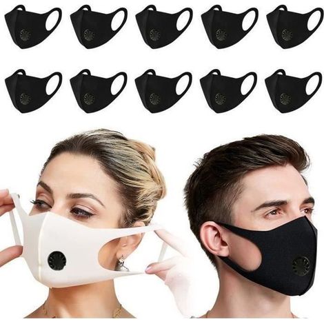 Masque Anti-poussière - Non spécifié - 10pcs - Double soupape - Protection Anti-buée - Tissu lavable (1/4)